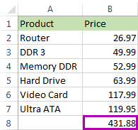 How to sum a column in Excel