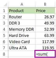 How to sum a column in Excel