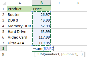 How to sum a column in Excel